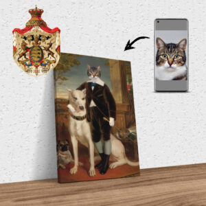 Ihr Haustier als königliches Portrait Katze mit Hund